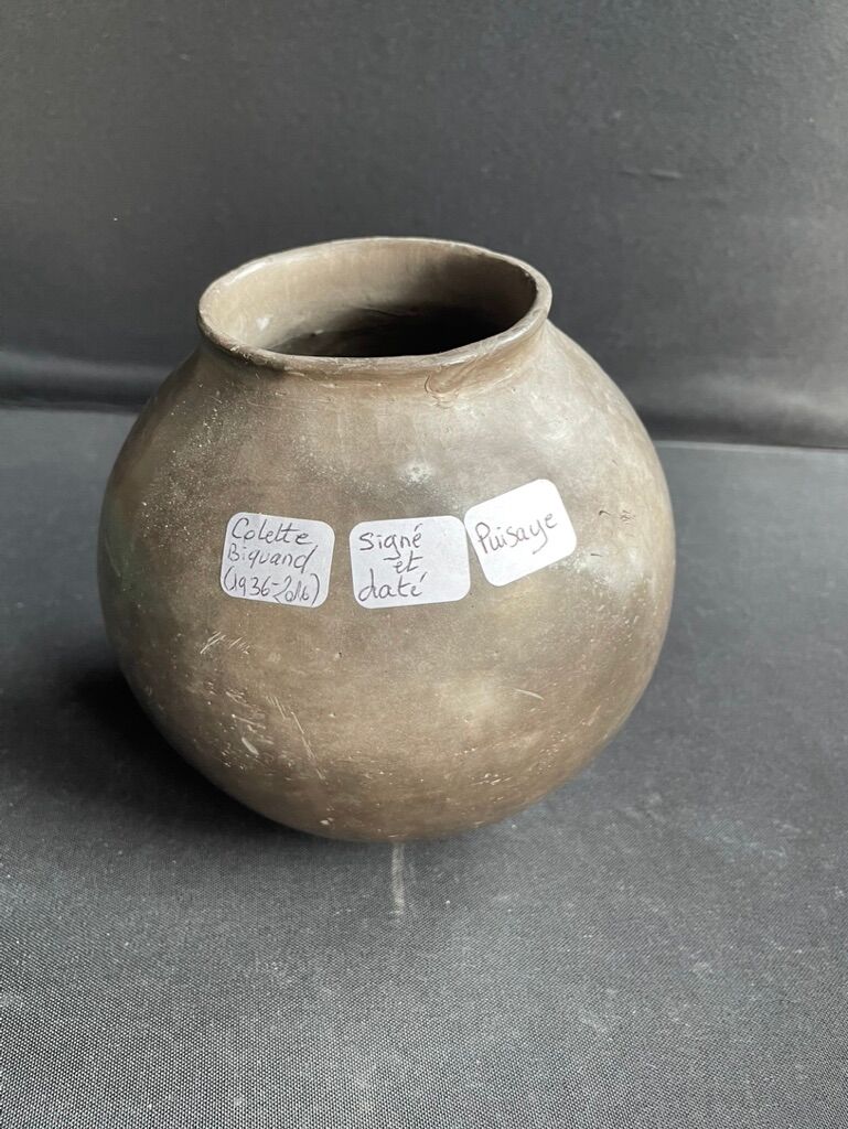 Ball vase – Iridescent glazed stoneware – Colette Biquand from 1991