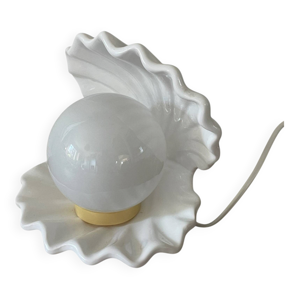 Lampe coquillage céramique et opaline 70´s