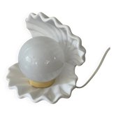 Lampe  coquillage céramique et opaline 70´s