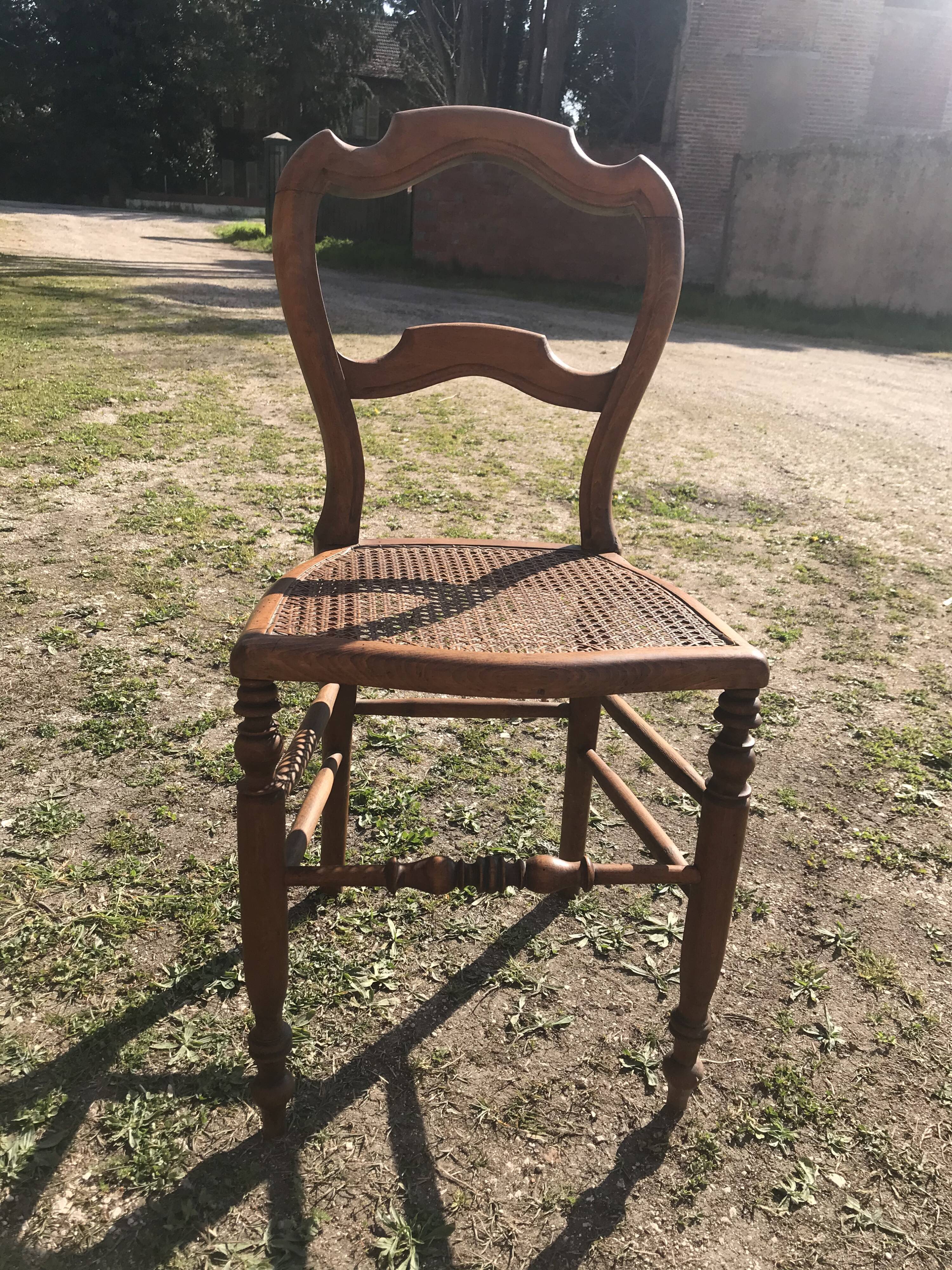 Suite de 6 chaises cannées Louis Philippe