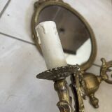 Wall Mirror Sconce Golden Pediment Candle Holder Chandelier France Louis Style