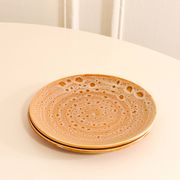 Pair of ceramic dessert plates, Niderviller, Fauve model, 1960
