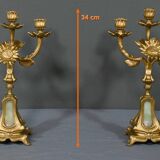Pair of candelabra in gilded spelter and onyx – 1940