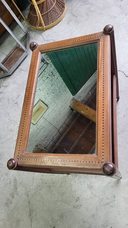 Table d'appoint ou desserte a miroir art deco en marqueterie