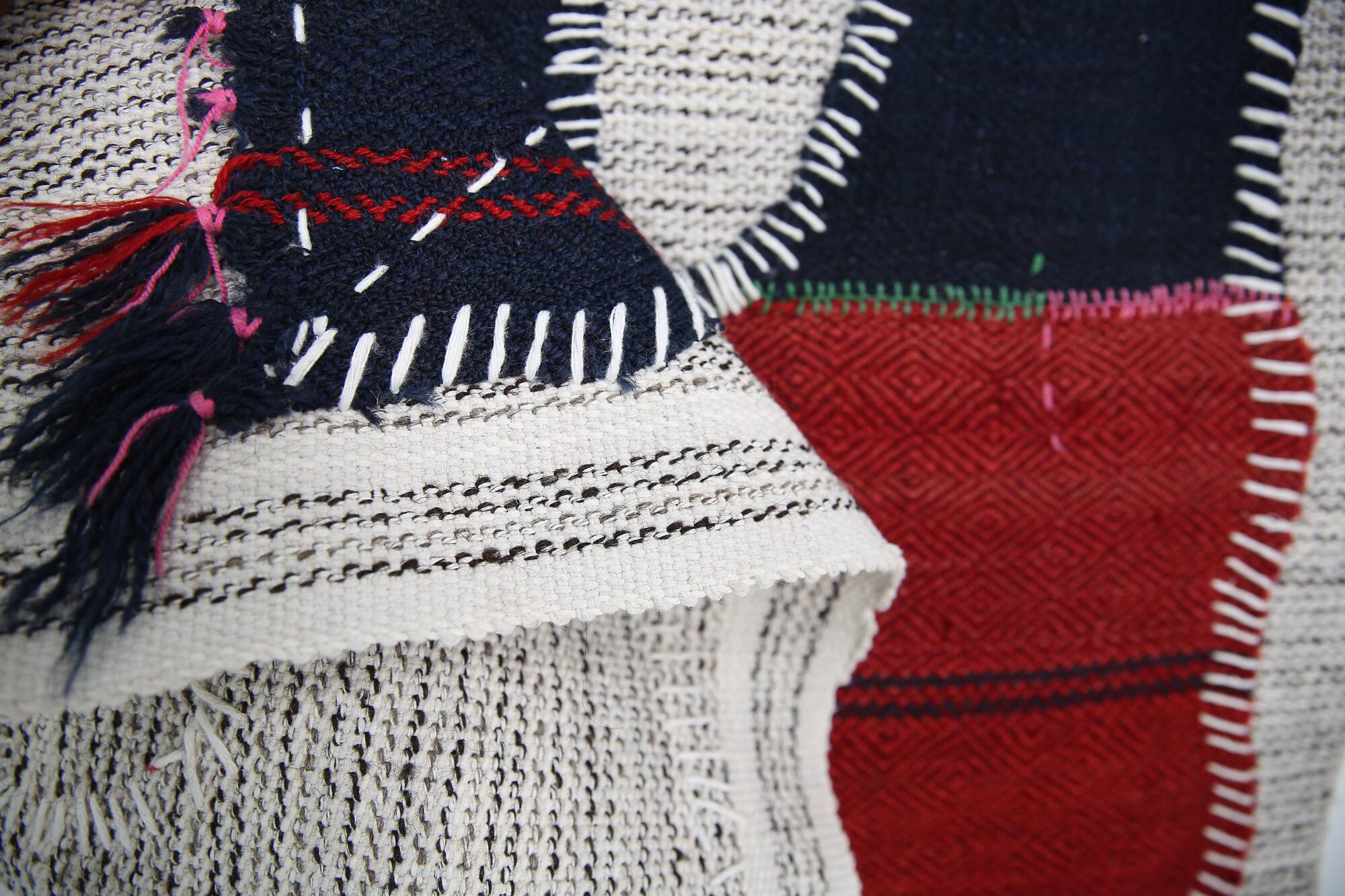 Hand Woven Tribal Wall Hangin, Boho Textile Art, 103x106 Cm