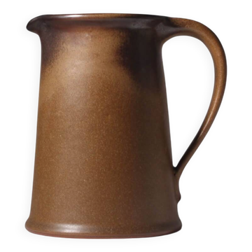 Pichet en céramique marron moutarde, années 1960, signé