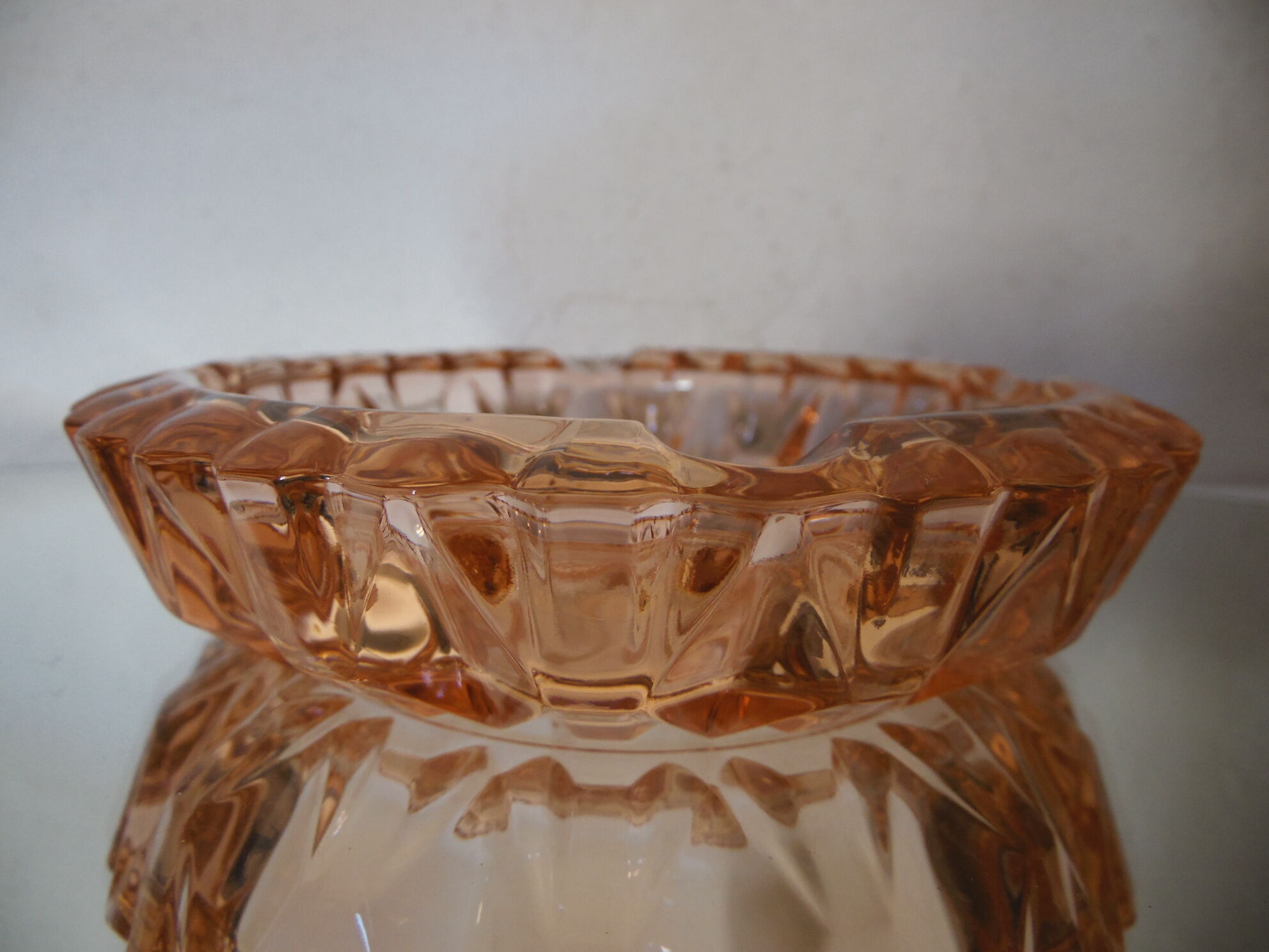 Polished glass ashtray pink blush