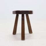 Artisan Stained Pine Stool France 1950s