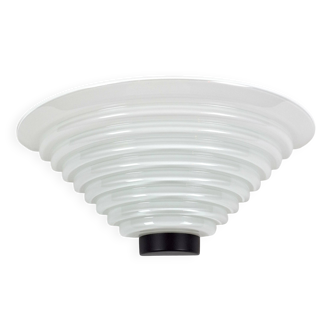 Wavy glass wall light sce 1980s vintage chunky art deco