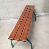 Vintage green industrial school bench