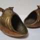 Two vintage brass fish ashtrays