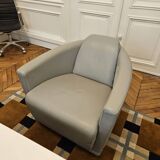 3 seater sofa, 2 seater and an armchair in grey leather Very thick Calia Italia