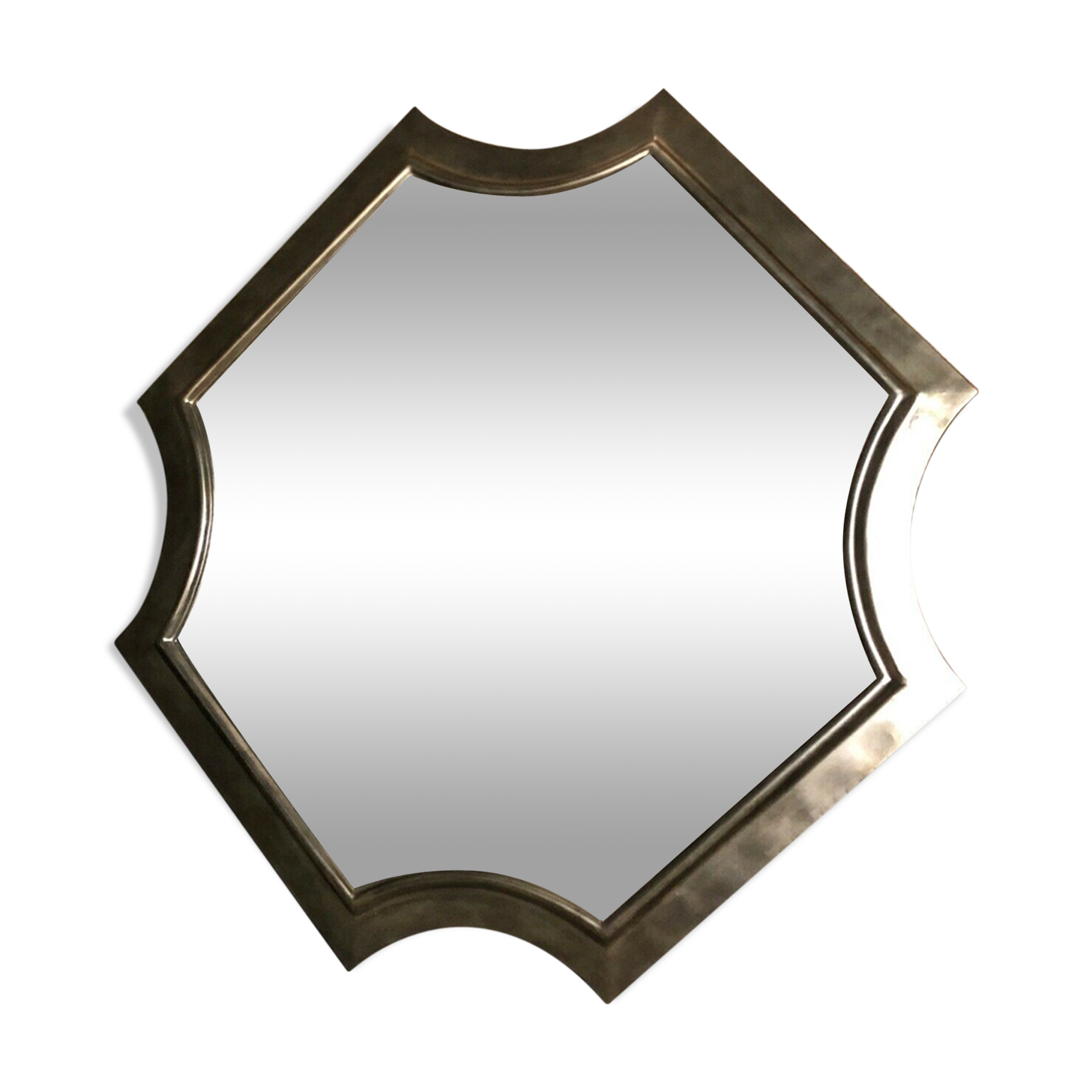 Square brewery mirror in metal champagne color 178 cm