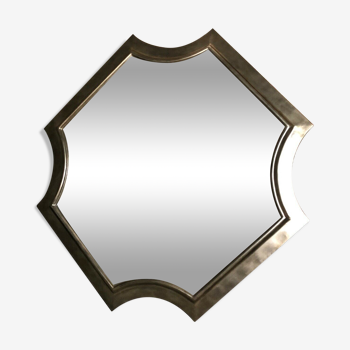 Square brewery mirror in metal champagne color 178 cm