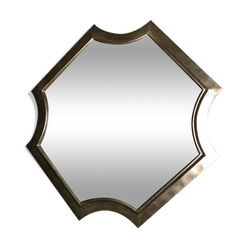 Square brewery mirror in metal champagne color 178 cm