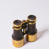 Pair of 1900 theater binoculars brass and restored leather