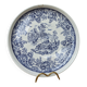 Old ceramic plate with scene of life and blue floral decor Van Melle