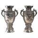 Pair of Silver Metal Vases, Asia