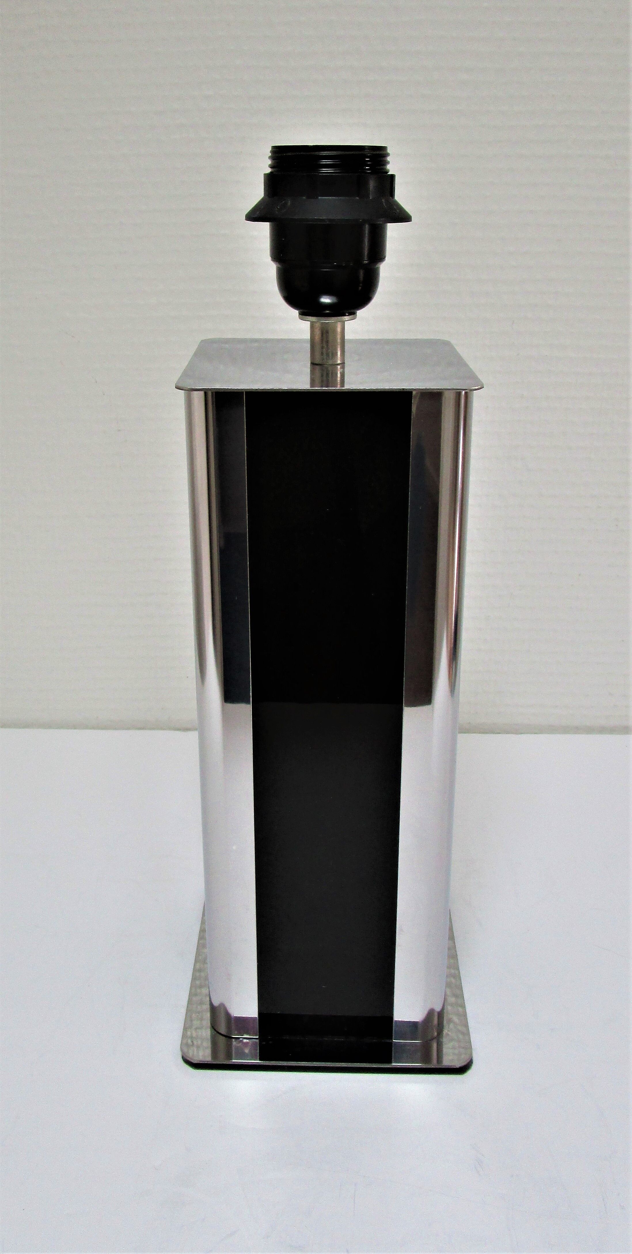 Stainless steel lamp foot and plexiglass black design 70s / 80s