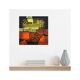Orange, black and yellow abstract acrylic painting on stretched canvas