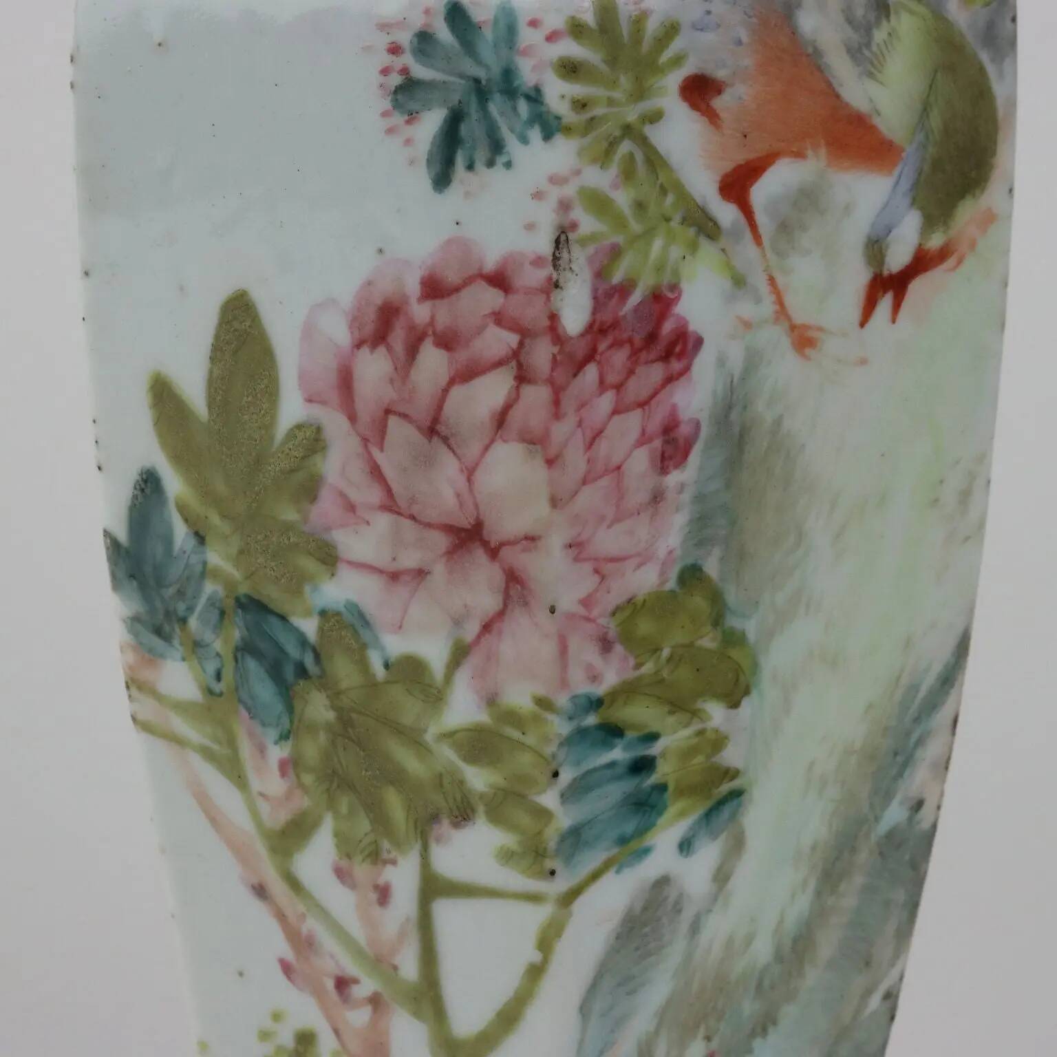 Antique hexagonal baluster vase in glazed porcelain, China, 1910-1920