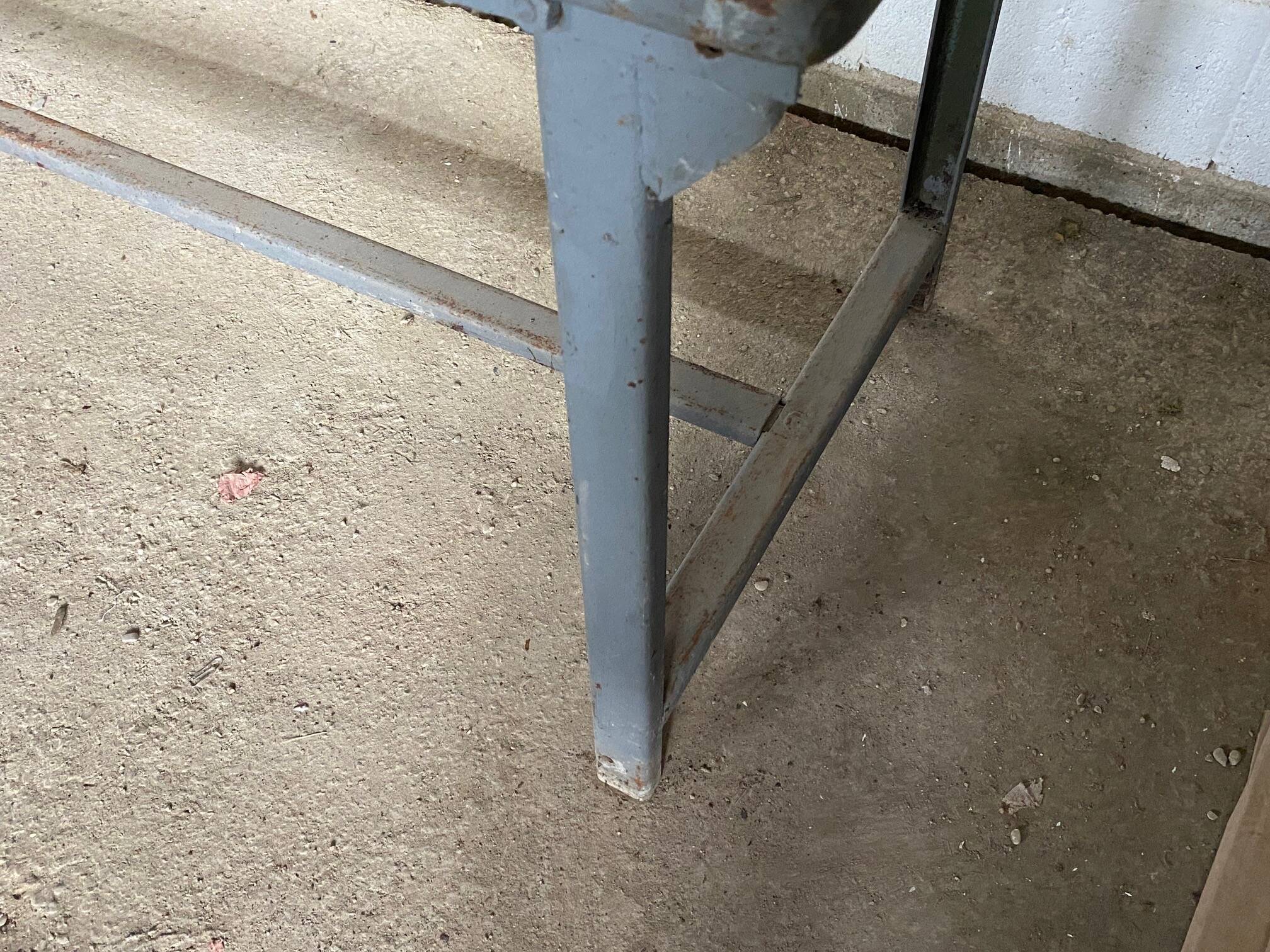 Vintage industrial gray metal dining table 1950