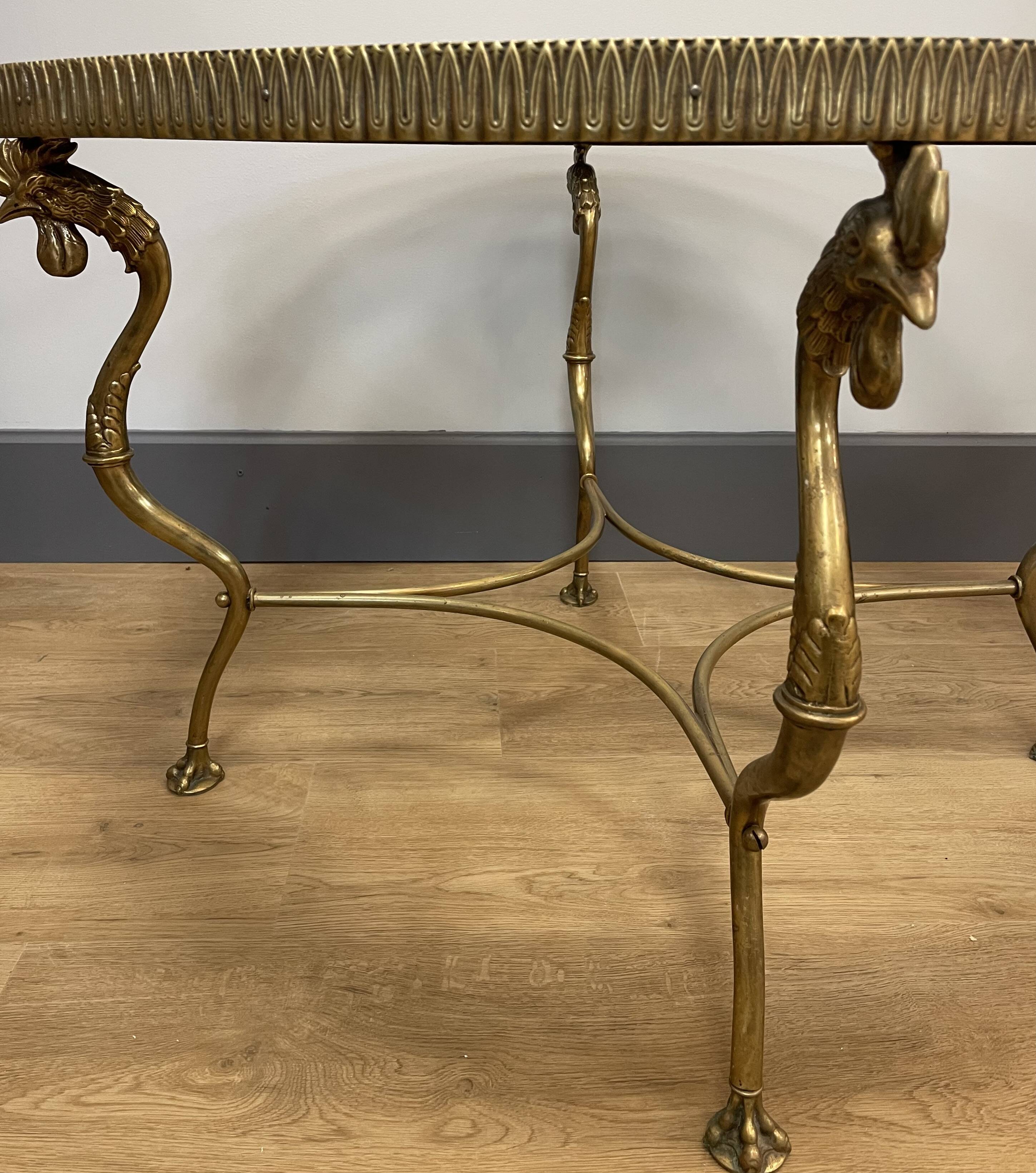 Coffee table, base with rooster decoration