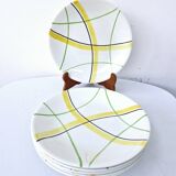 6 Vintage Gien Flat Plates Sarabande Model