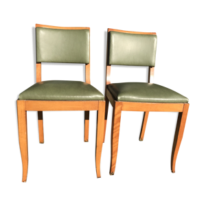Paire de chaises 1950 skaï vert