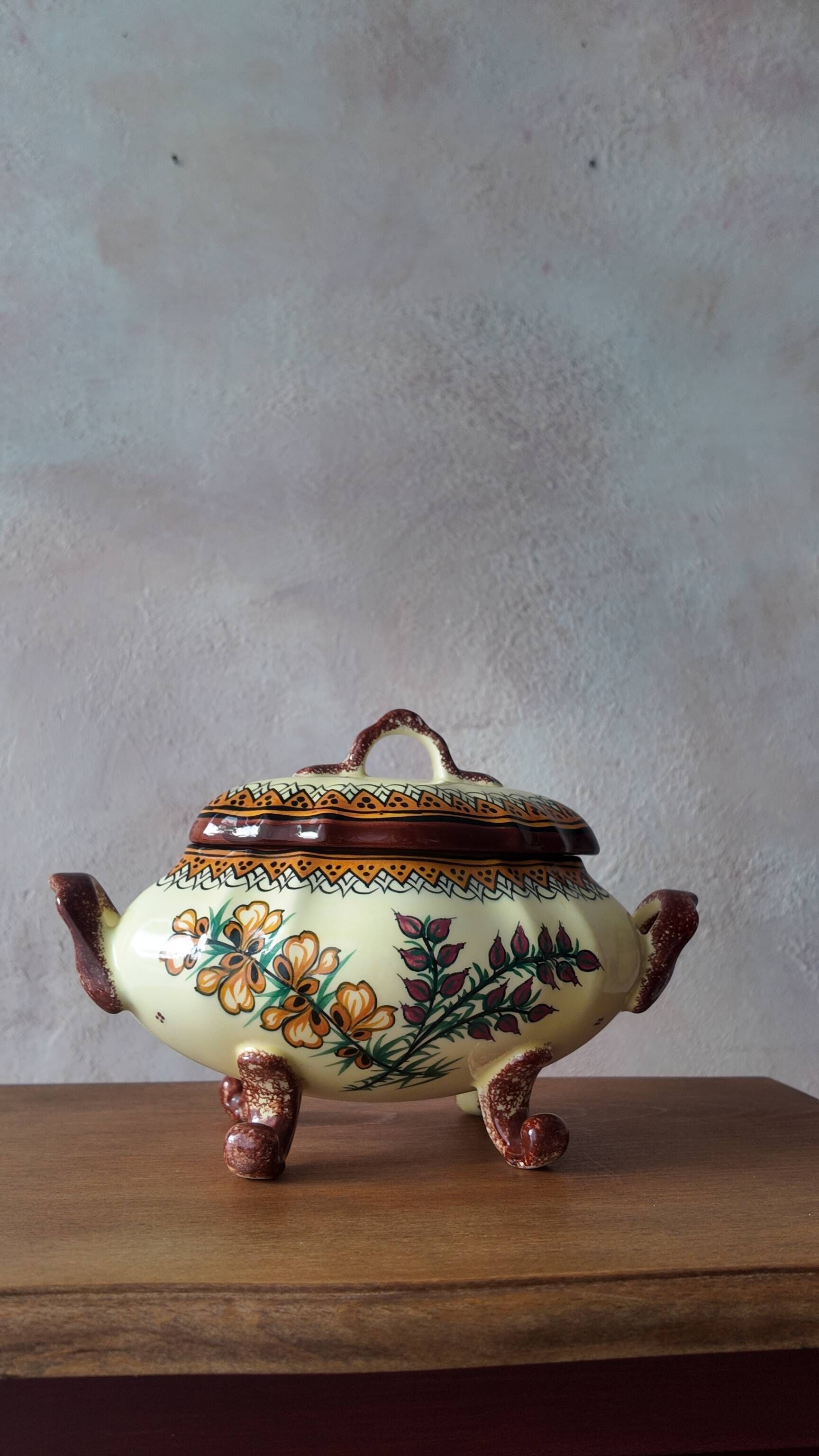 Antique Henriot Quimper Soup Tureen in Faience