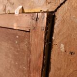 Old painting Oil on canvas Animated lake landscape signed Henry