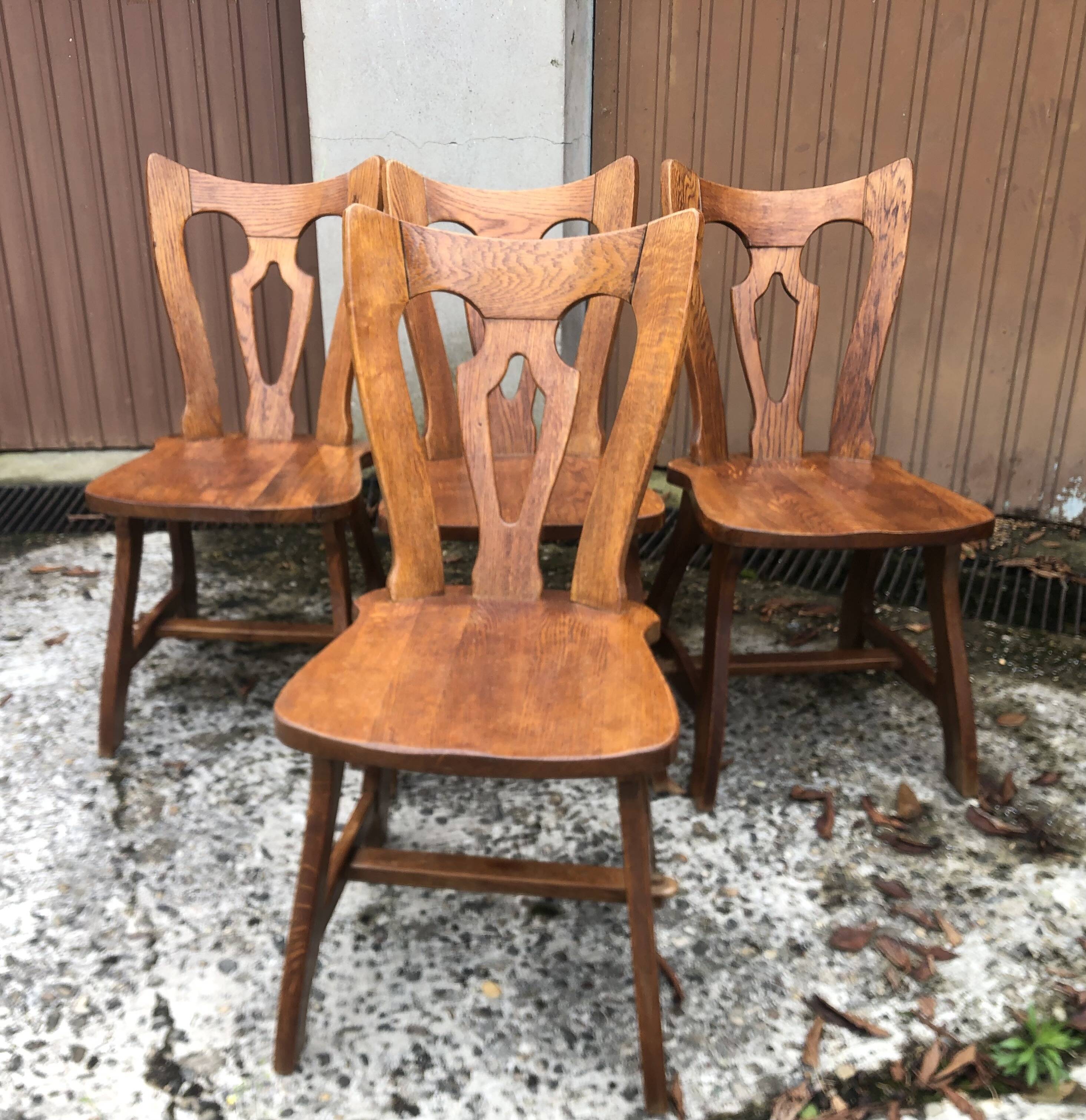 Vintage Brutalist Alsatian Bistro Chairs