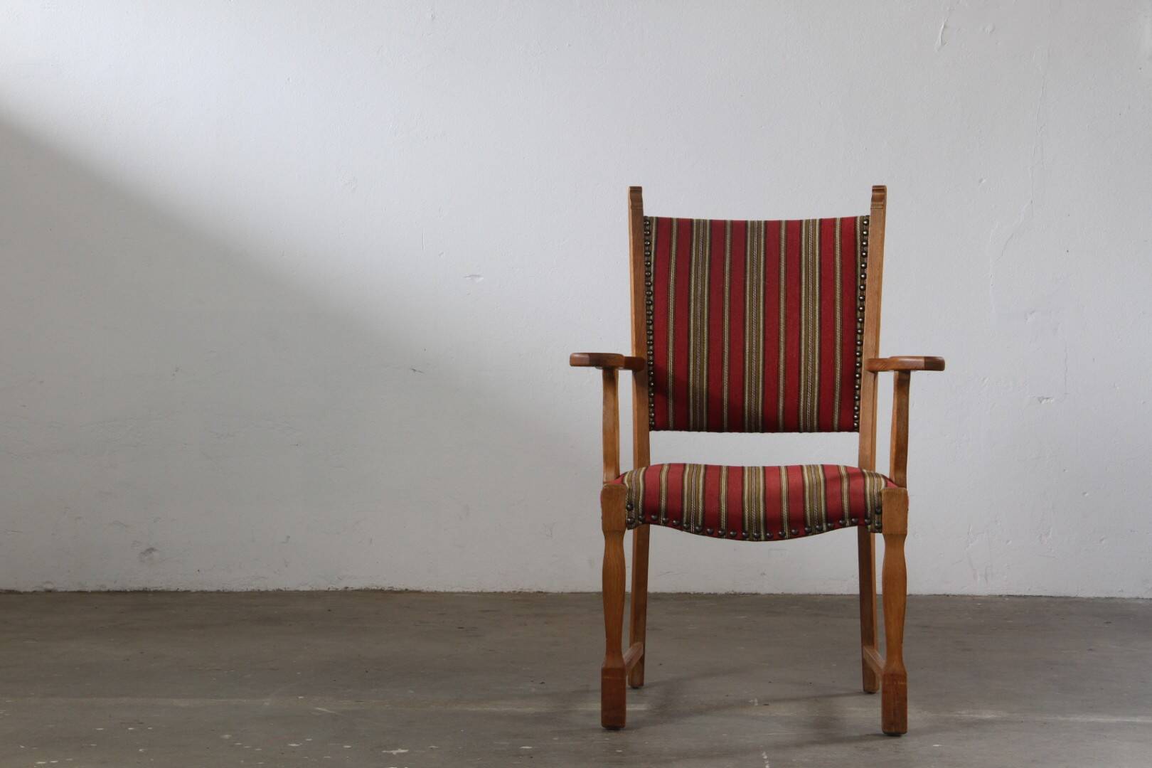 Vintage Danish Brutalist Oak Armchair in the style of Henning Kjærnulf, 1960s