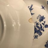 Lot of 5 flat plates and 5 plates Gien 1960, blue and white hollow