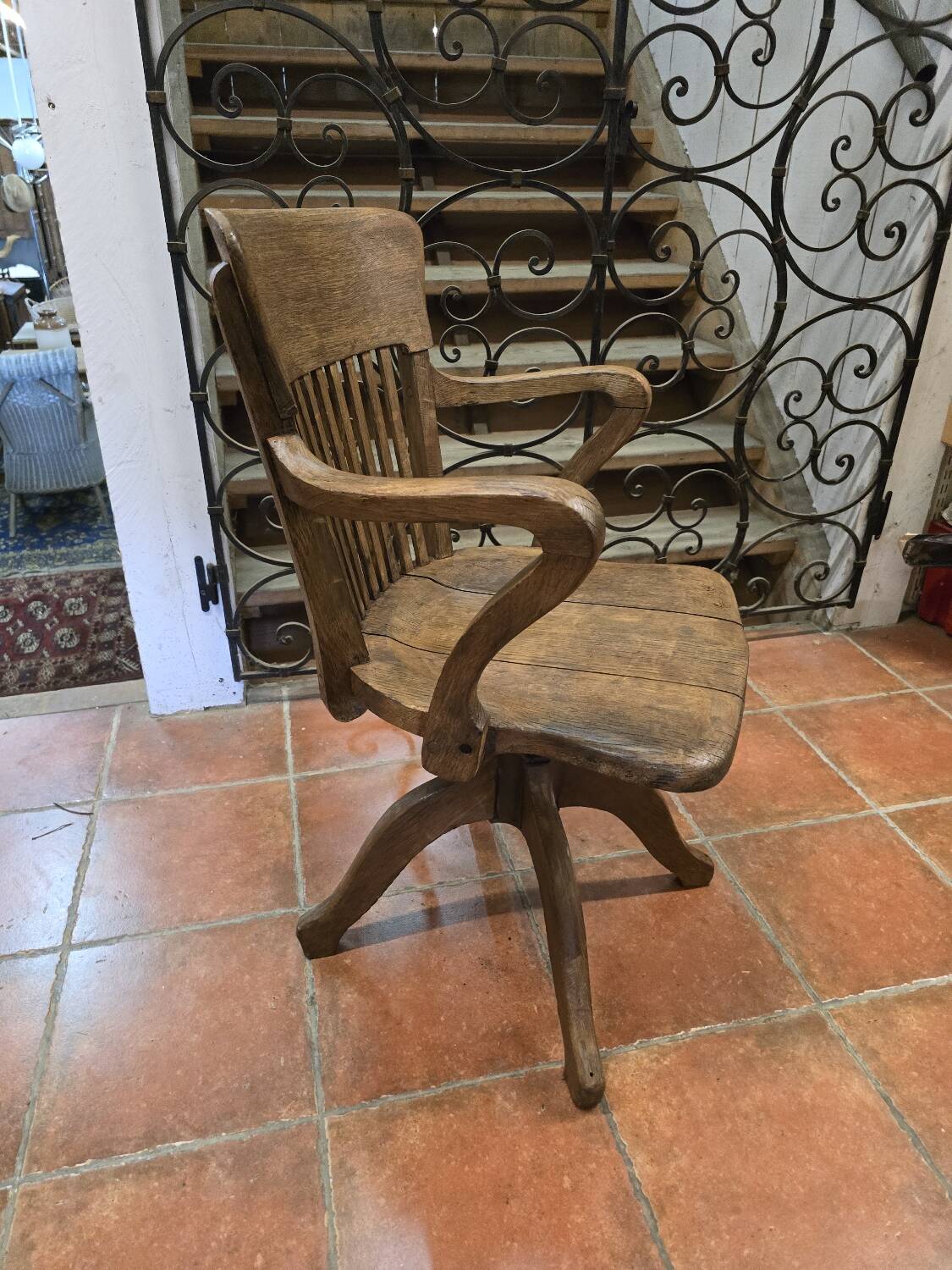 American oak office armchair