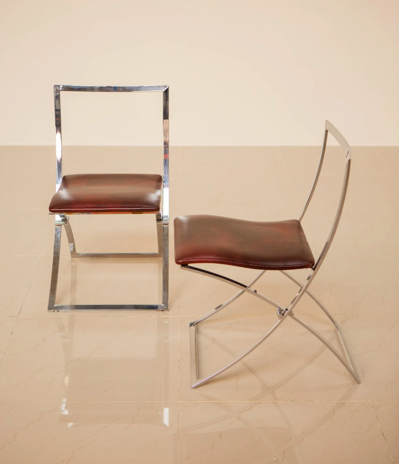 Pair of chairs "Luisa" by Marcello Cuneo for Mobel Italia 70's