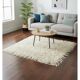 Vintage Handmade Shag Pile Rug Made of Natural Beige Mohair Wool