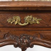 Pedestal table, old bedside table, Louis XV style, in wood and marble