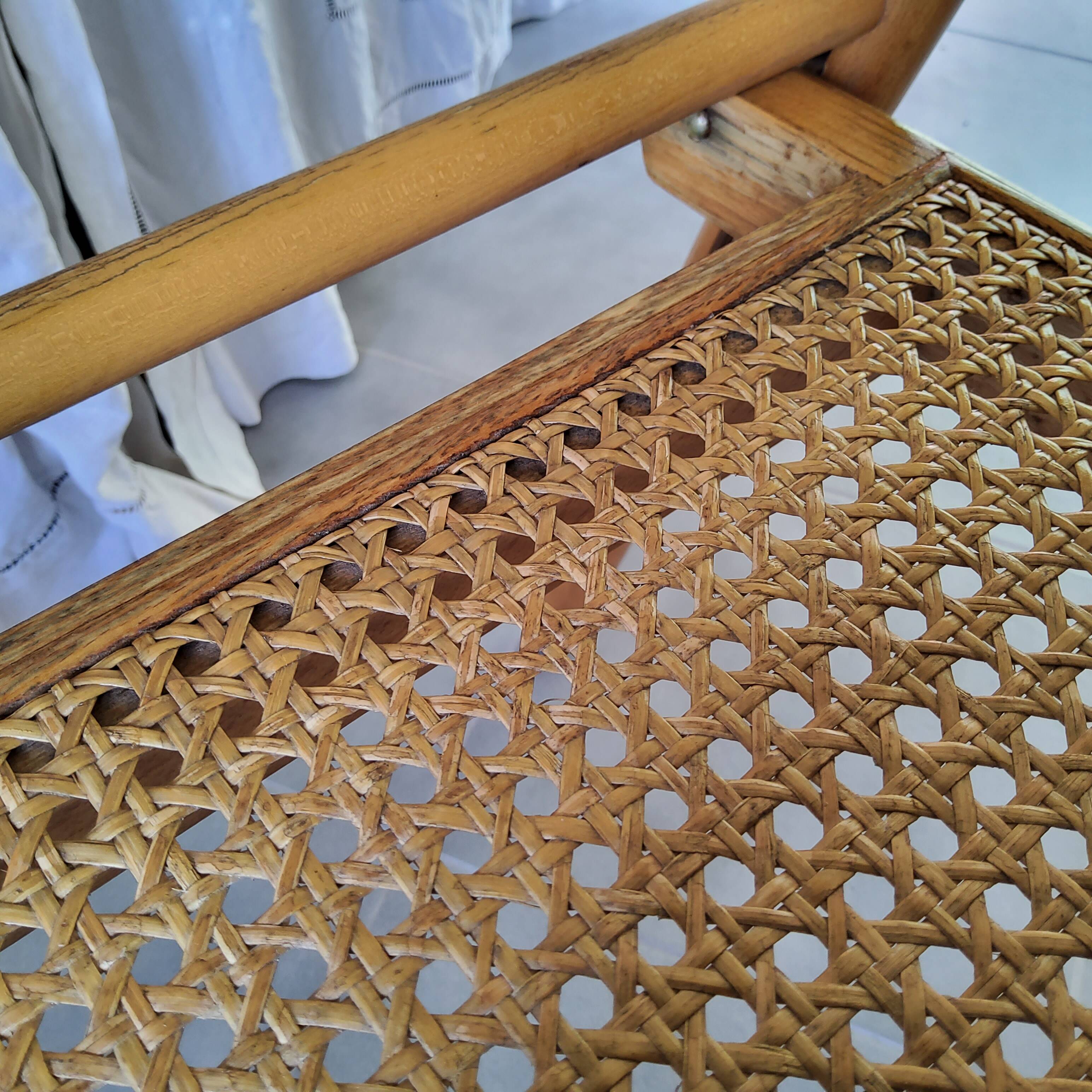 Pair of folding cane chairs