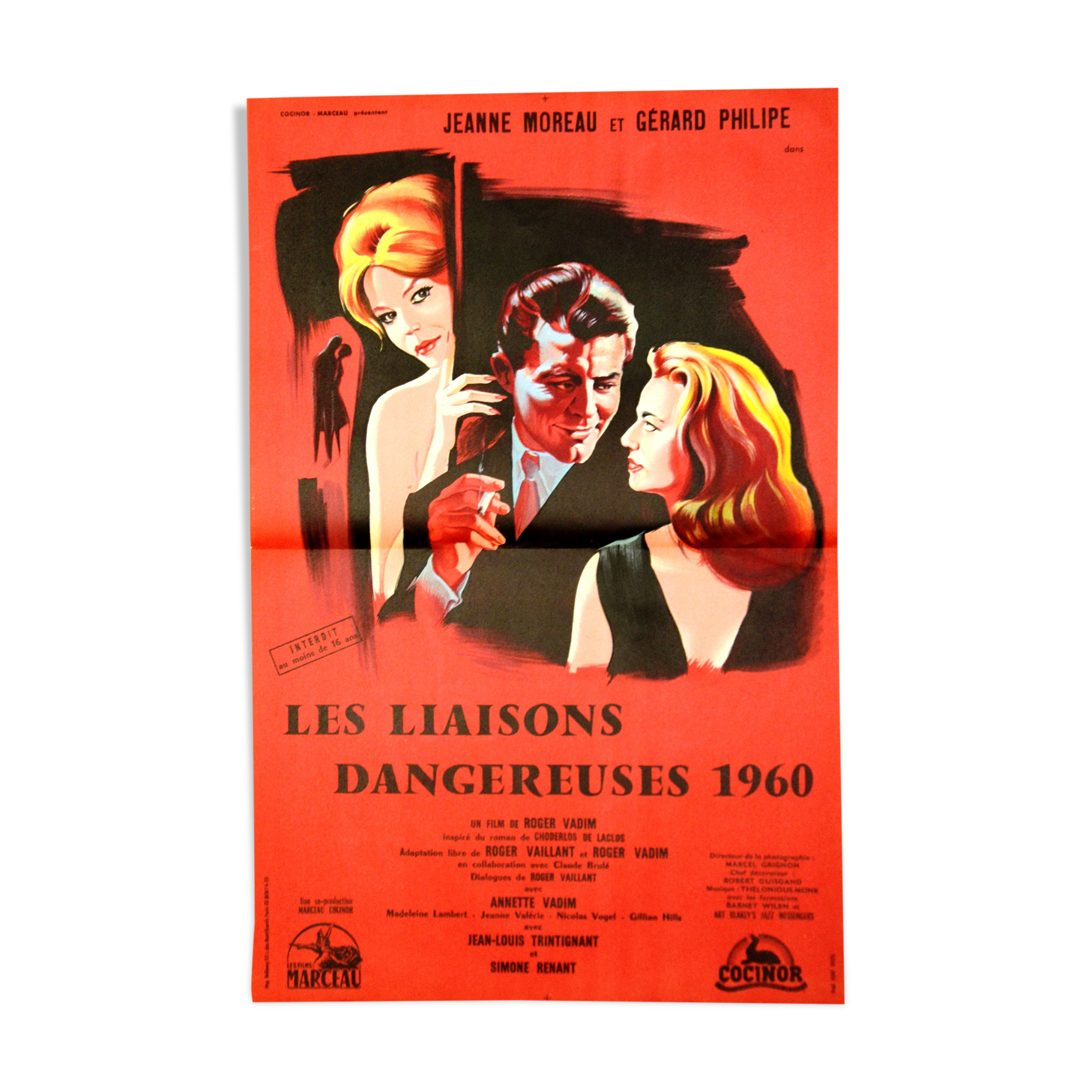 Original movie poster "The Dangerous Liaisons 1959 "Jeanne Moreau, Philipe