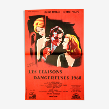 Original movie poster "The Dangerous Liaisons 1959 "Jeanne Moreau, Philipe