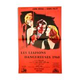 Original movie poster "The Dangerous Liaisons 1959 "Jeanne Moreau, Philipe