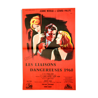 Affiche originale cinéma "Les Liaisons Dangereuses 1959 "Jeanne Moreau, Philipe