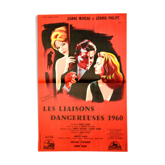 Original movie poster "The Dangerous Liaisons 1959 "Jeanne Moreau, Philipe