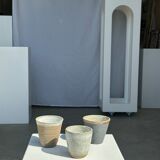 Lot de 3 tasses en céramique indonésienne (noir, mat brun & glacé moucheté)