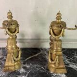 Paire De Chenets De Style Louis XVI En Bronze Doré, XIXème Siècle