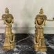 Pair of Louis XVI Style Gilt Bronze Andirons, 19th Century