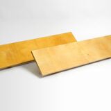 Two 1960s large Aldo Tura shelves made of wood and goatskin in beige
