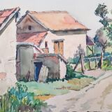 André Duculty (1912-1990) Watercolor on paper "Vitry sur Loire" Signed lower right
