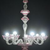 Wonderful Vintage Pink Venetian Chandelier Murano Glass 7 arms